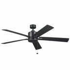 KICHLER 330243SBK 60 Inch Lucian Ii 5 Blade Indoor Ceiling Fan In Satin Black With Reversible Silver And Black Blades