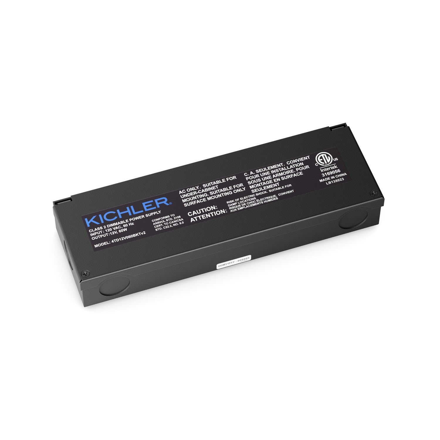 KICHLER 4TD12V060BKTV2 4Td 12V Direct Wire Dimmable Power Supply