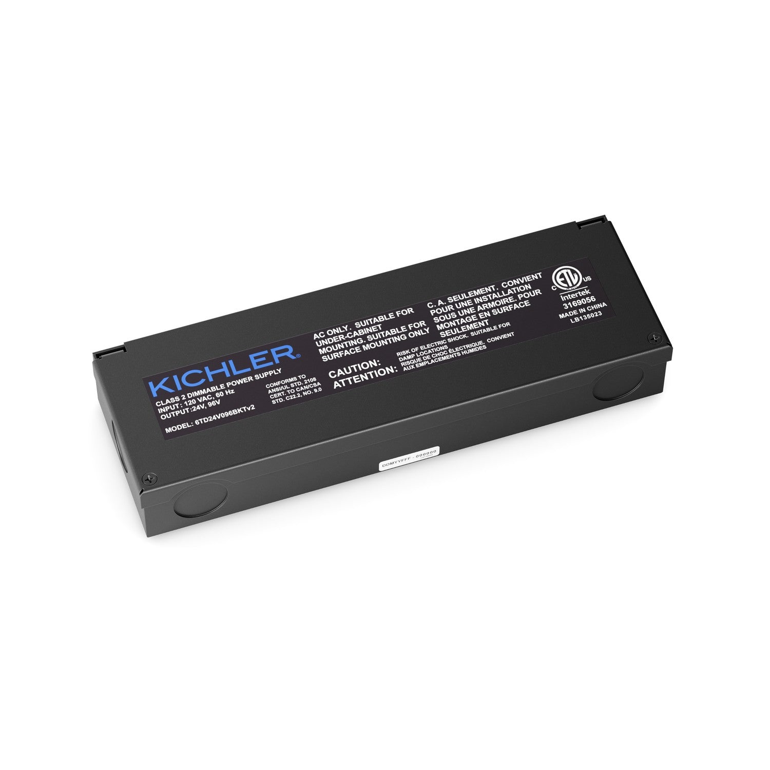 KICHLER 6TD24V096BKTV2 6Td 24V Direct Wire Dimmable Power Supply