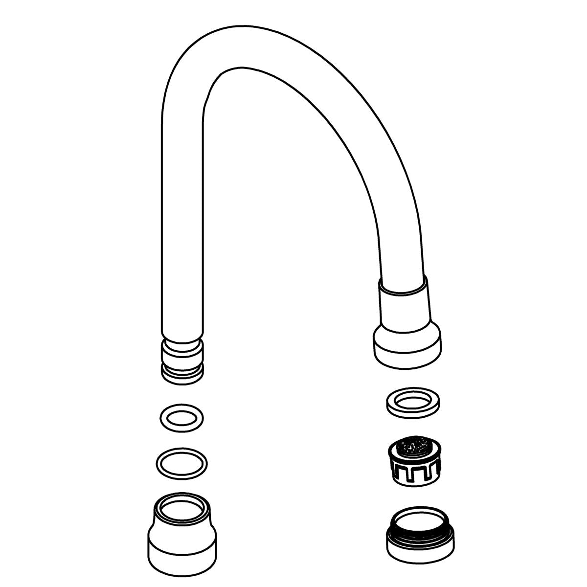 KOHLER Spout Assembly,Gooseneck Kit-Short - Polished Chrome, K-1301519-CP