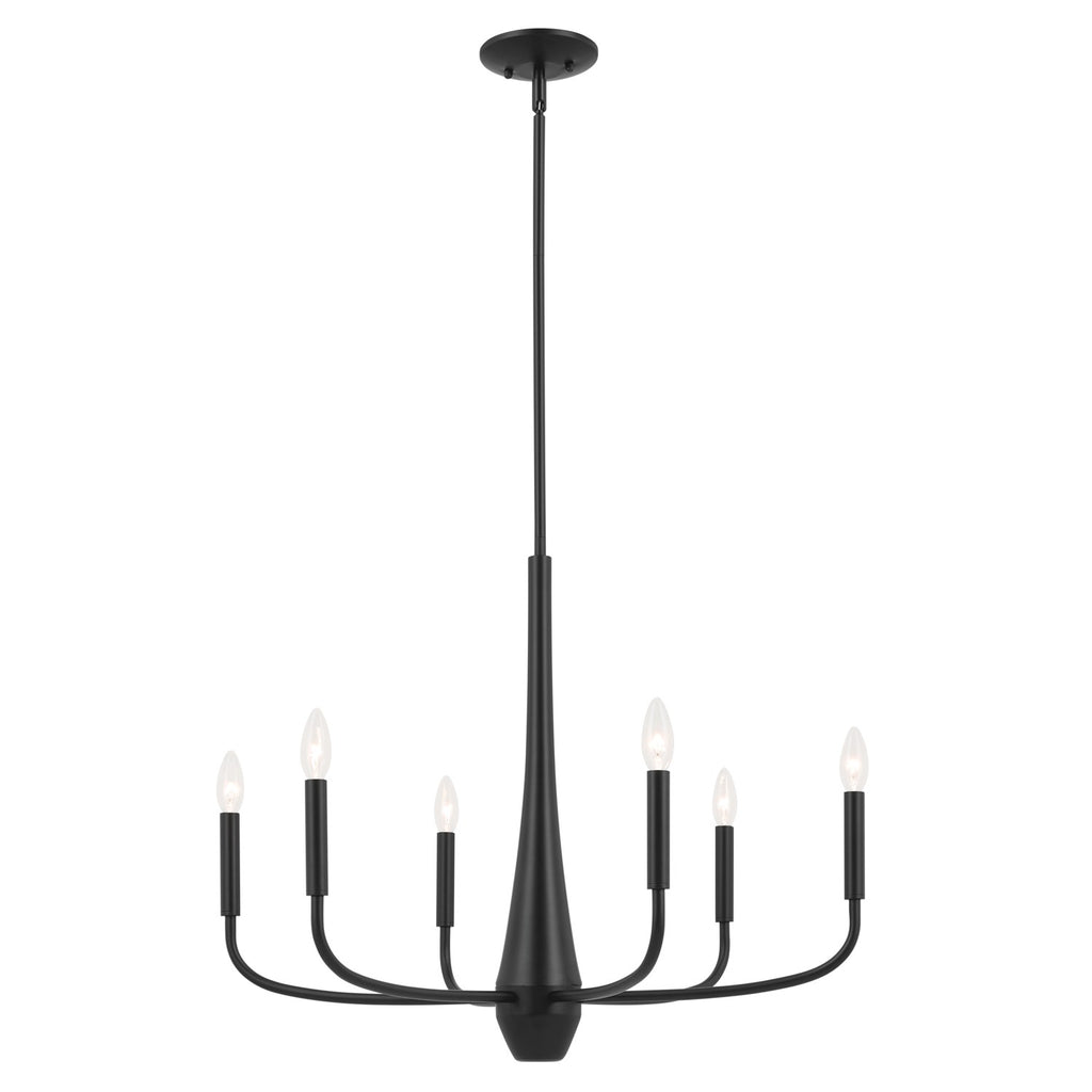 KICHLER 52525BK Deela 28 Inch 6 Light Chandelier In Black