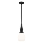 KICHLER 52529BK Deela 17 Inch 1 Light Pendant With Satin Etched Cased Opal Glass In Black