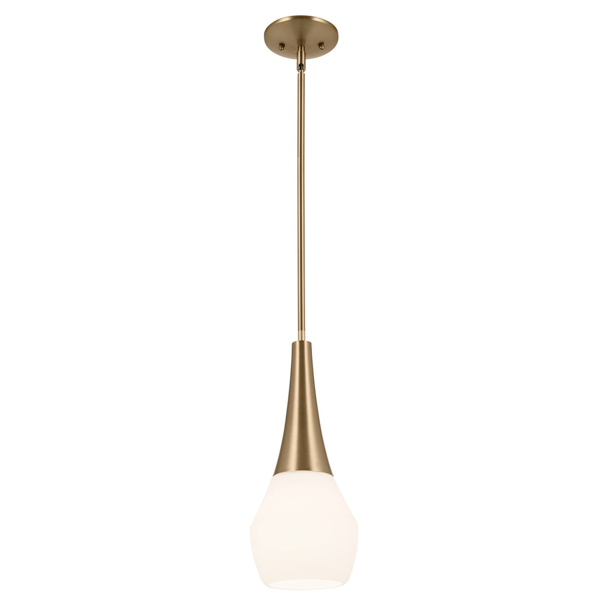 KICHLER 52529CPZ Deela 17 Inch 1 Light Pendant With Satin Etched Cased Opal Glass In Champagne Bronze