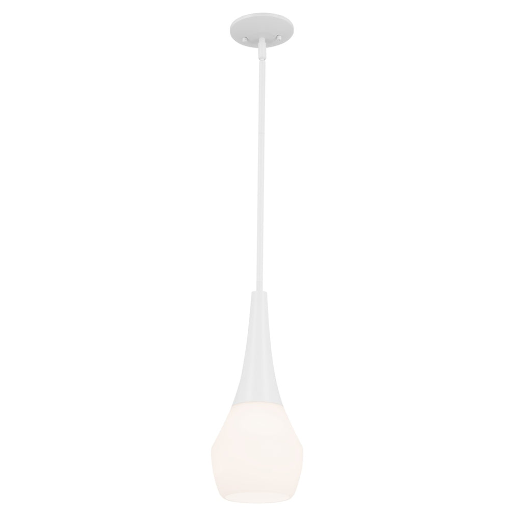 KICHLER 52529WH Deela 17 Inch 1 Light Pendant With Satin Etched Cased Opal Glass In White
