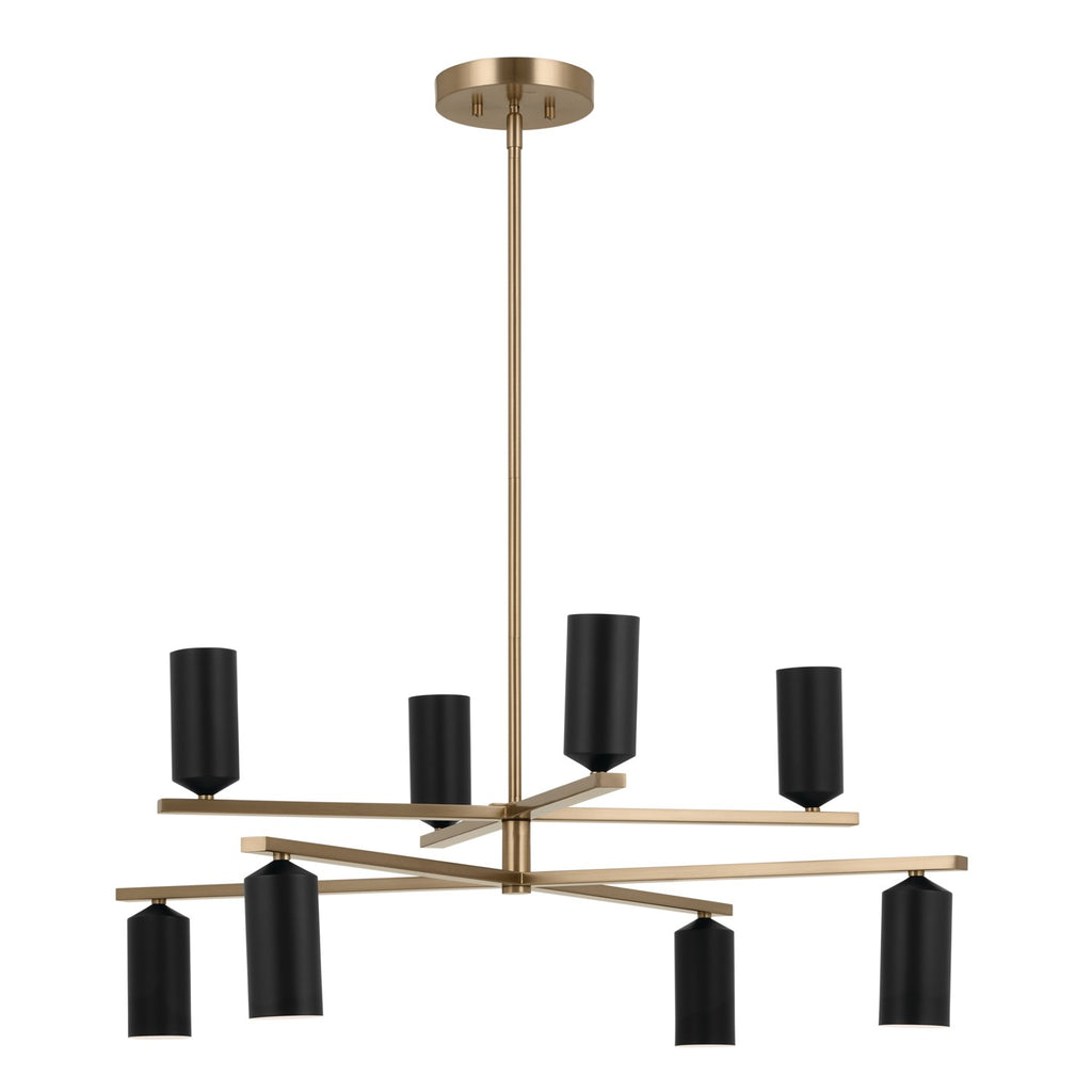 KICHLER 52532CPZBK Gala 36 Inch 8 Light Chandelier In Champagne Bronze With Black
