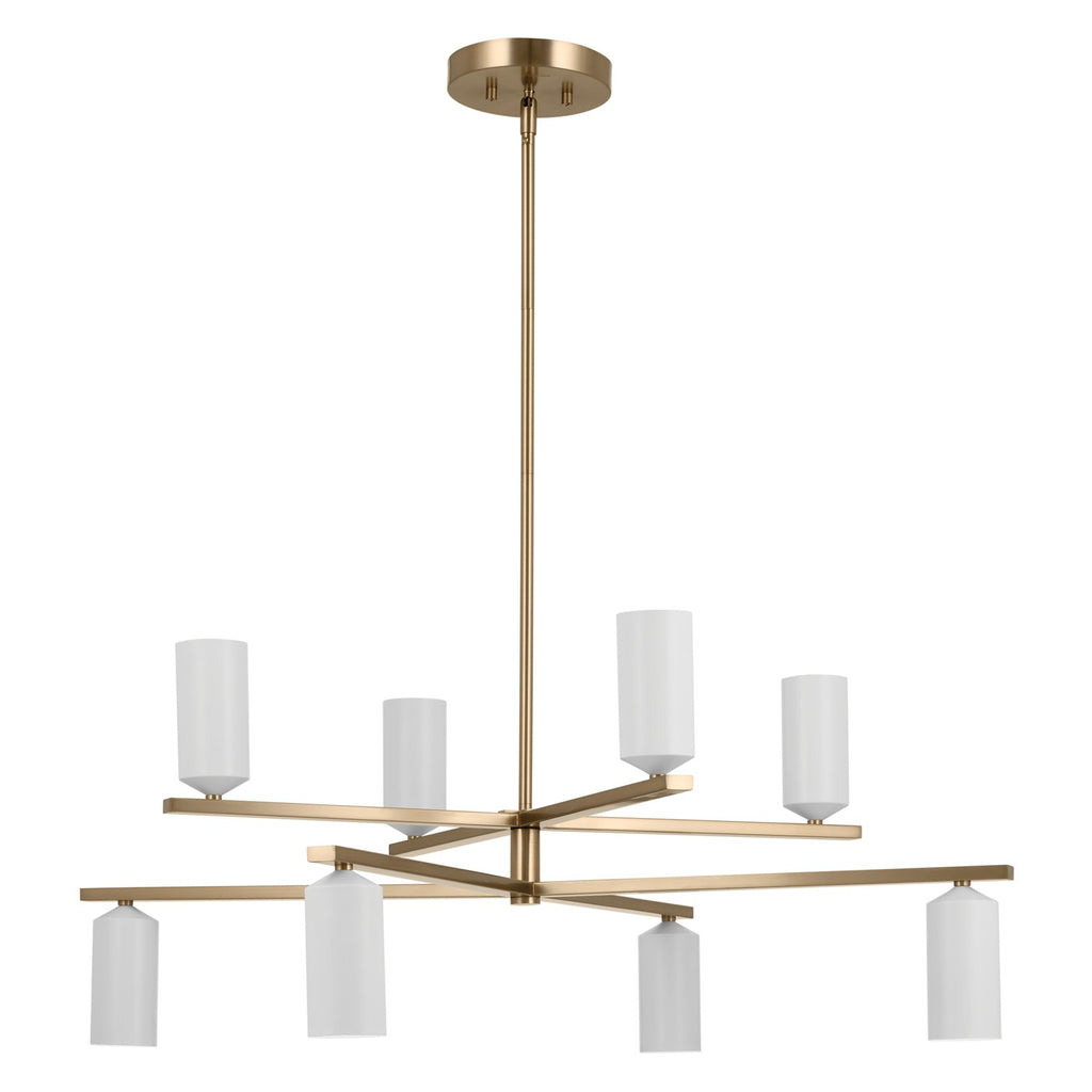 KICHLER 52532CPZWH Gala 36 Inch 8 Light Chandelier In Champagne Bronze With White