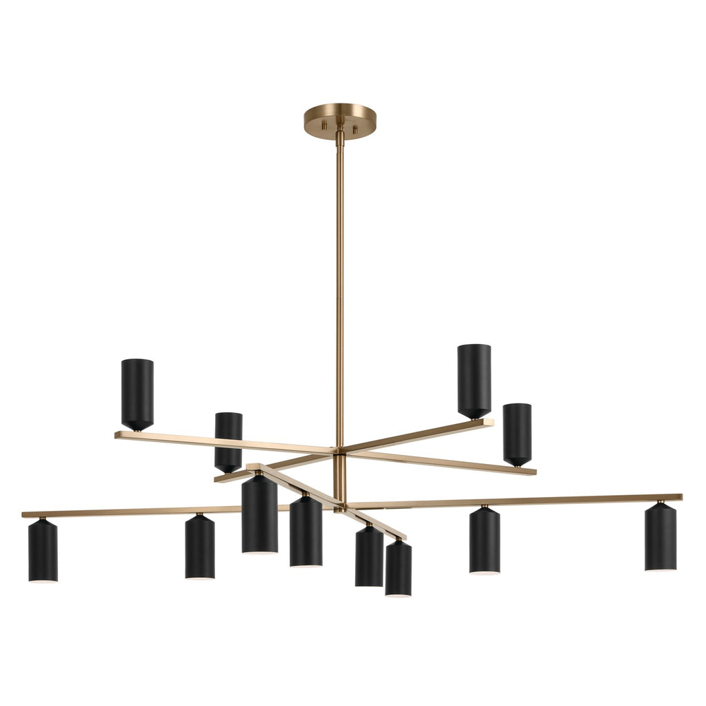 KICHLER 52533CPZBK Gala 55.75 Inch 12 Light Chandelier In Champagne Bronze With Black