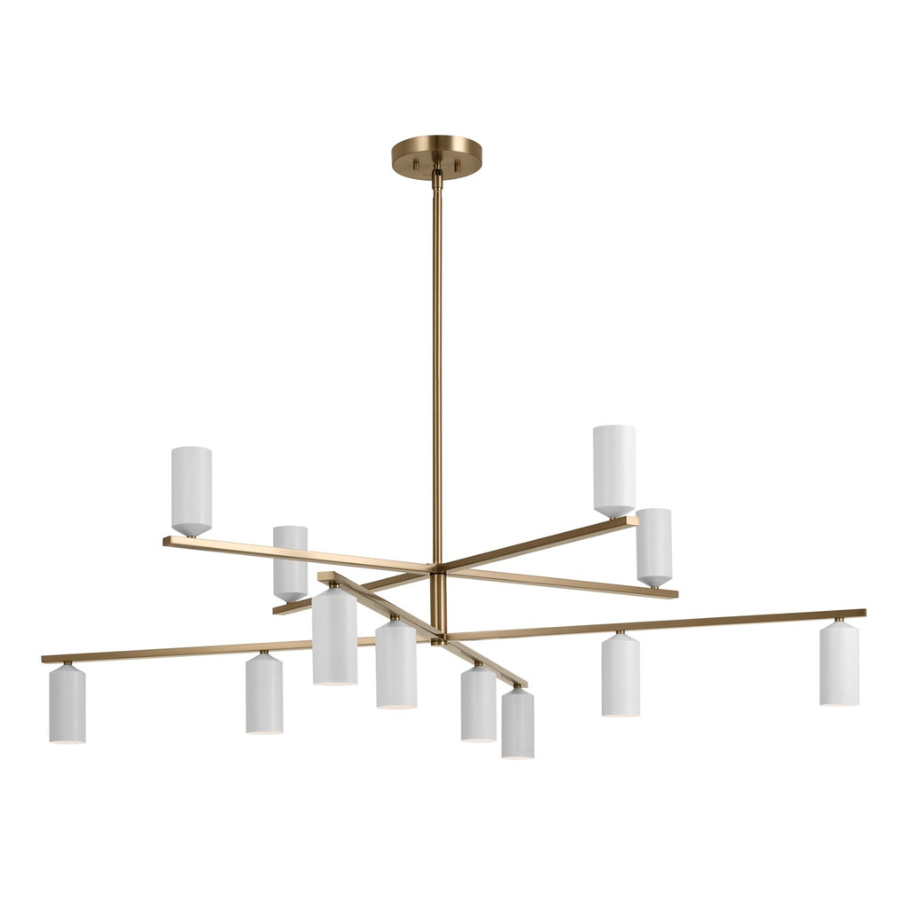 KICHLER 52533CPZWH Gala 55.75 Inch 12 Light Chandelier In Champagne Bronze With White
