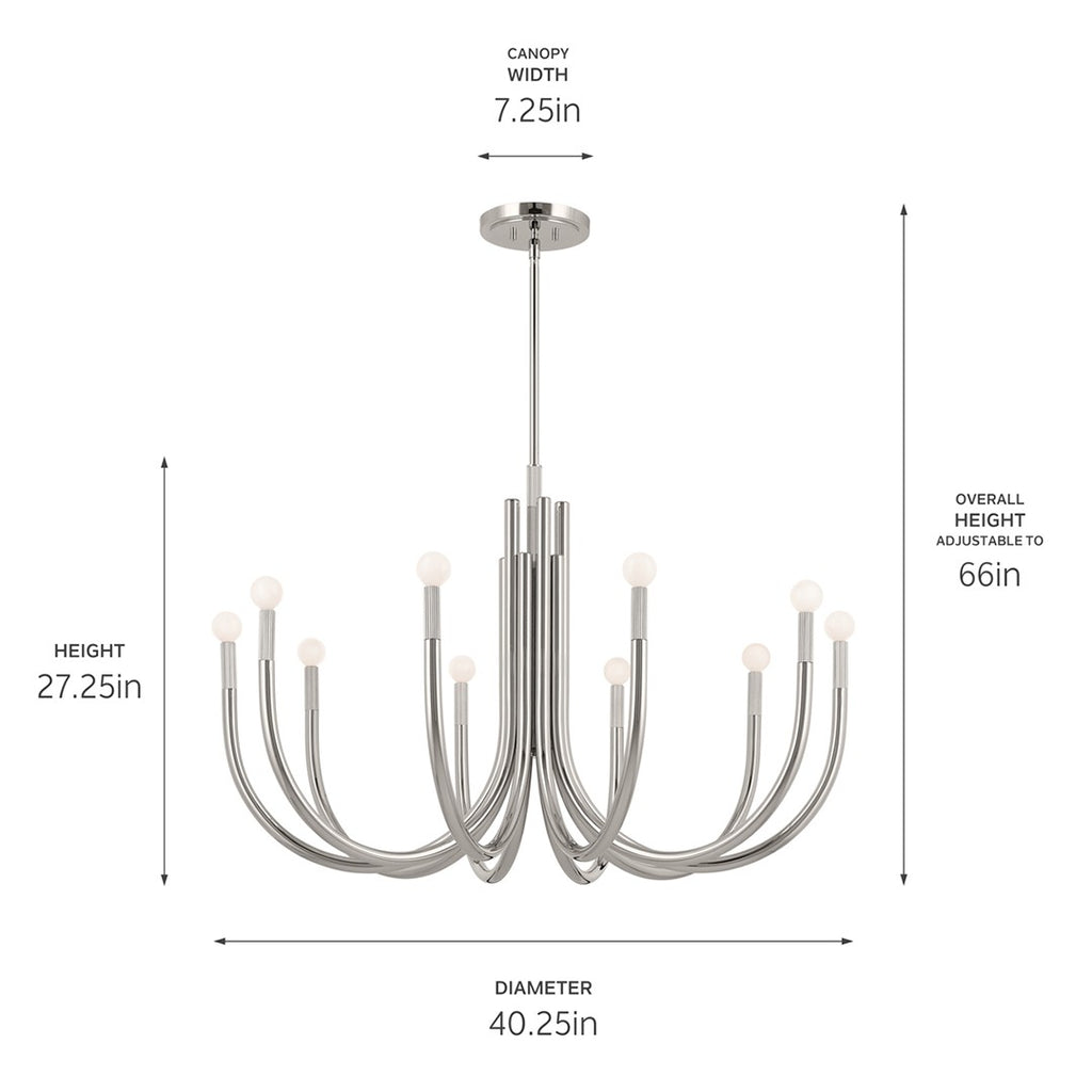 KICHLER 52551PN Odensa 40.25 Inch 10 Light Chandelier In Polished Nickel