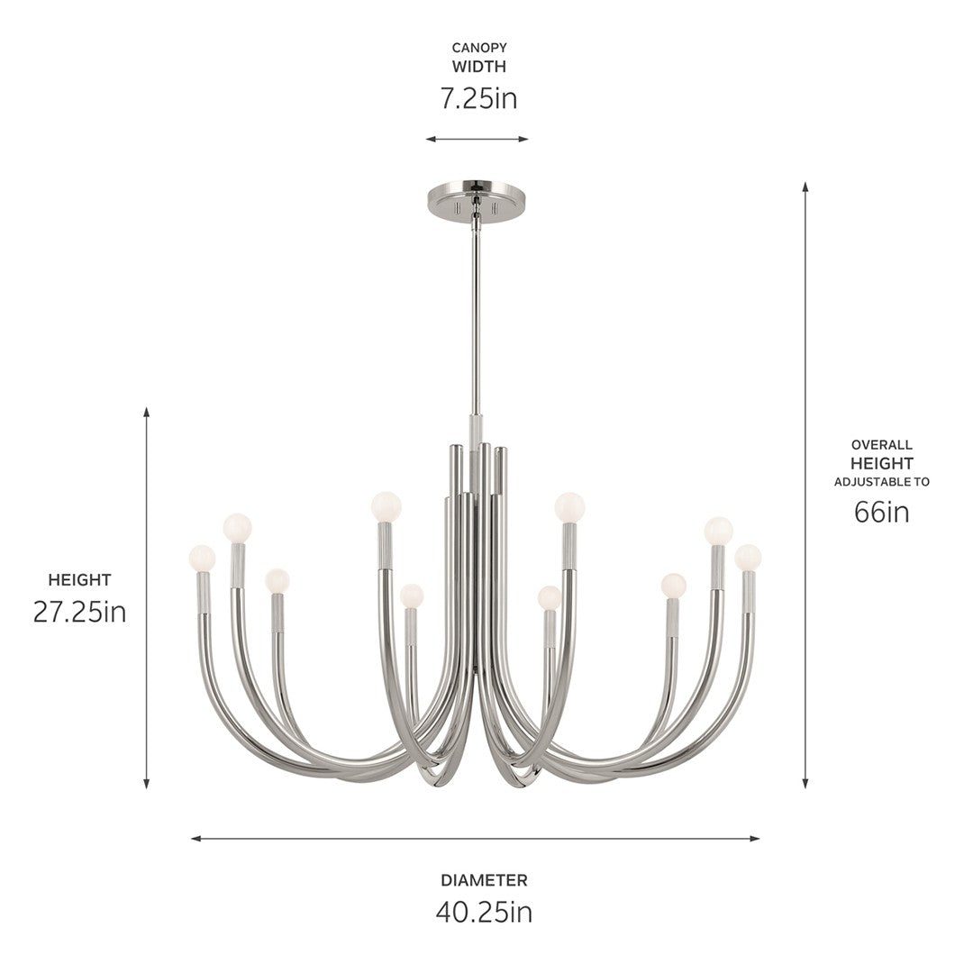 KICHLER 52551PN Odensa 40.25 Inch 10 Light Chandelier In Polished Nickel