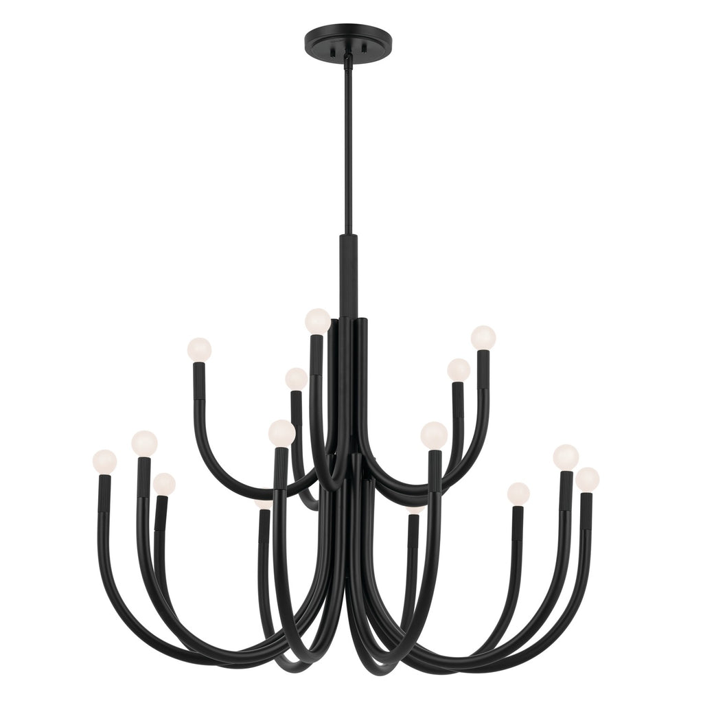 KICHLER 52552BK Odensa 40 Inch 15 Light Chandelier In Black