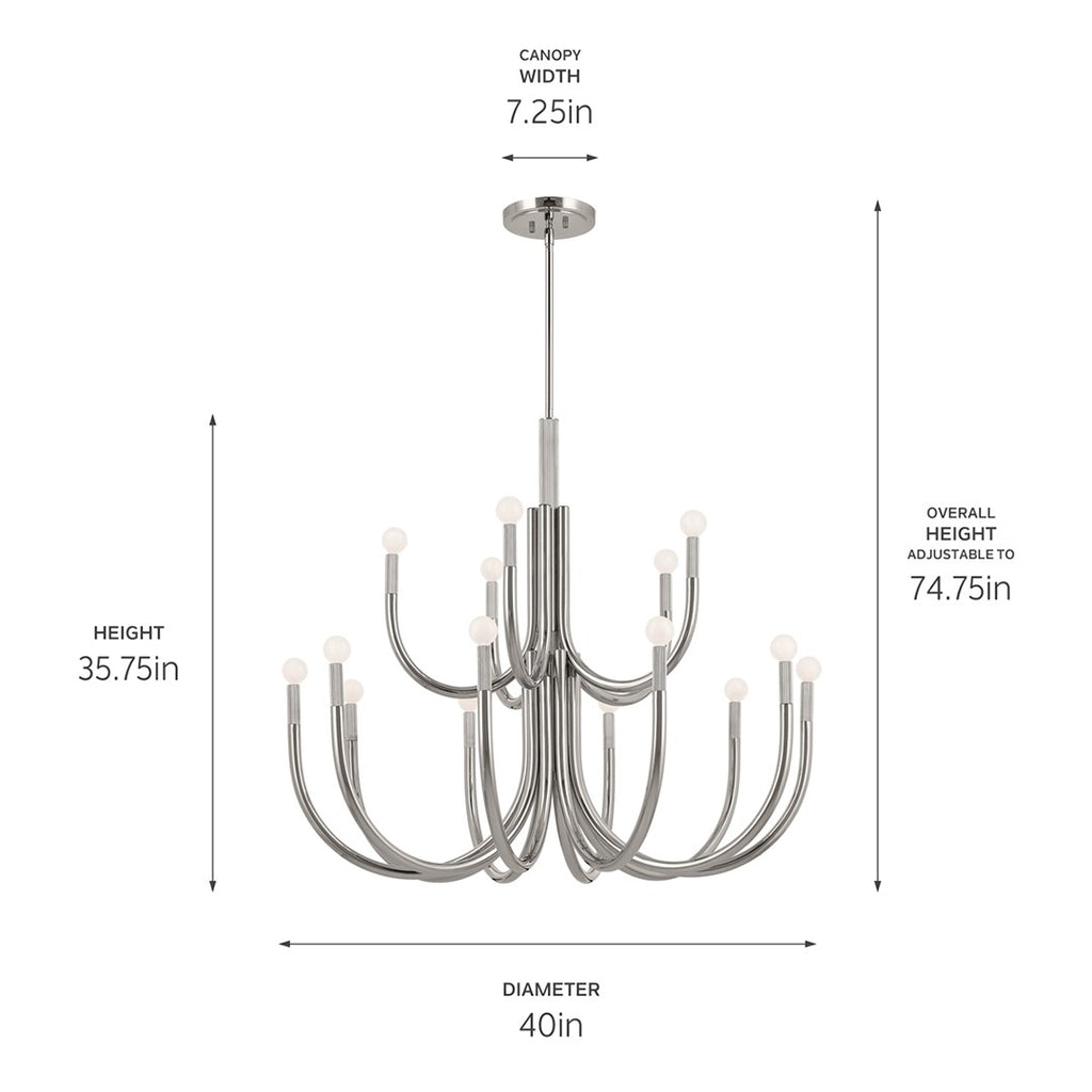KICHLER 52552PN Odensa 40 Inch 15 Light Chandelier In Polished Nickel