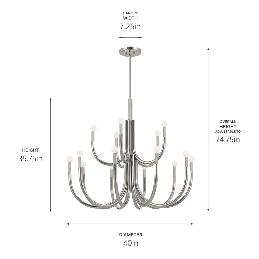 KICHLER 52552PN Odensa 40 Inch 15 Light Chandelier In Polished Nickel