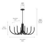 KICHLER 52553BK Odensa 46 Inch 8 Light Oval Chandelier In Black