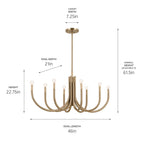 KICHLER 52553CPZ Odensa 46 Inch 8 Light Oval Chandelier In Champagne Bronze