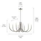 KICHLER 52553PN Odensa 46 Inch 8 Light Oval Chandelier In Polished Nickel
