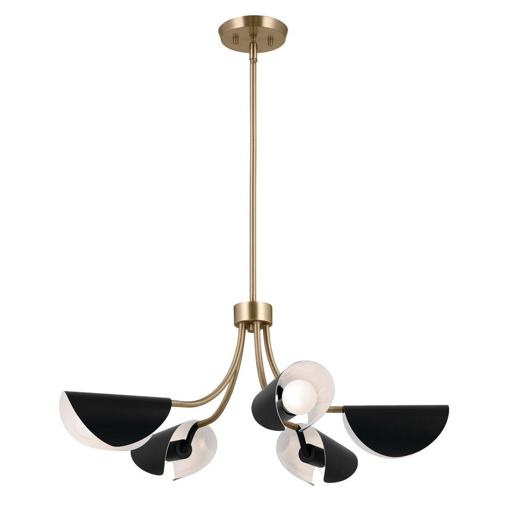 KICHLER 52558CPZBK Arcus 29.25 Inch 5 Light Convertible Chandelier In Champagne Bronze With Black