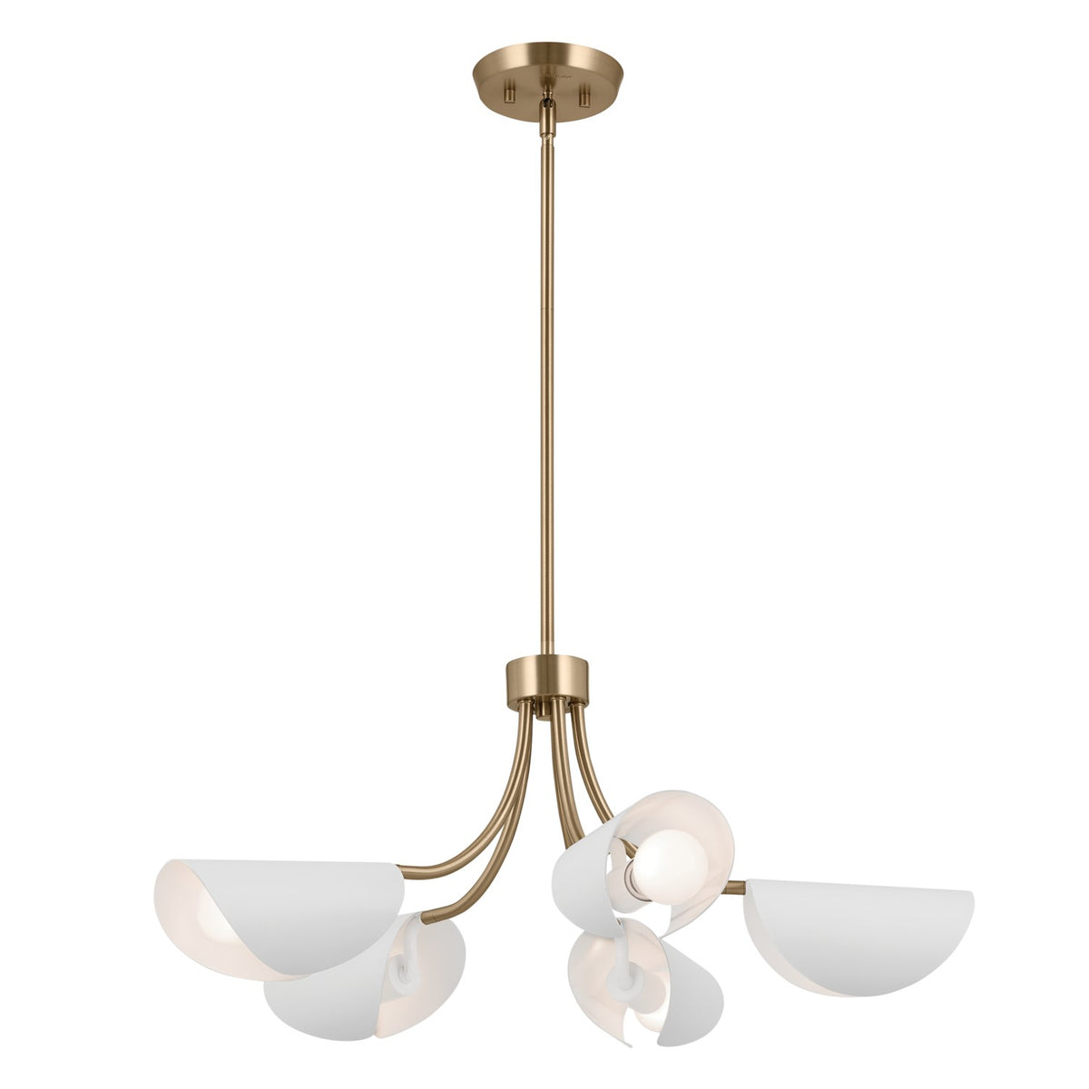 KICHLER 52558CPZWH Arcus 29.25 Inch 5 Light Convertible Chandelier In Champagne Bronze With White