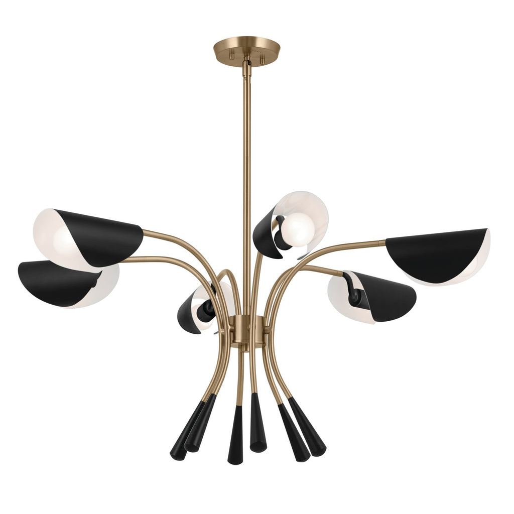 KICHLER 52559CPZBK Arcus 39.25 Inch 6 Light Chandelier In Champagne Bronze With Black
