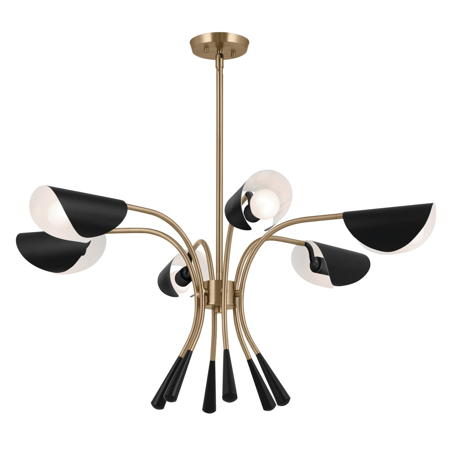 KICHLER 52559CPZBK Arcus 39.25 Inch 6 Light Chandelier In Champagne Bronze With Black