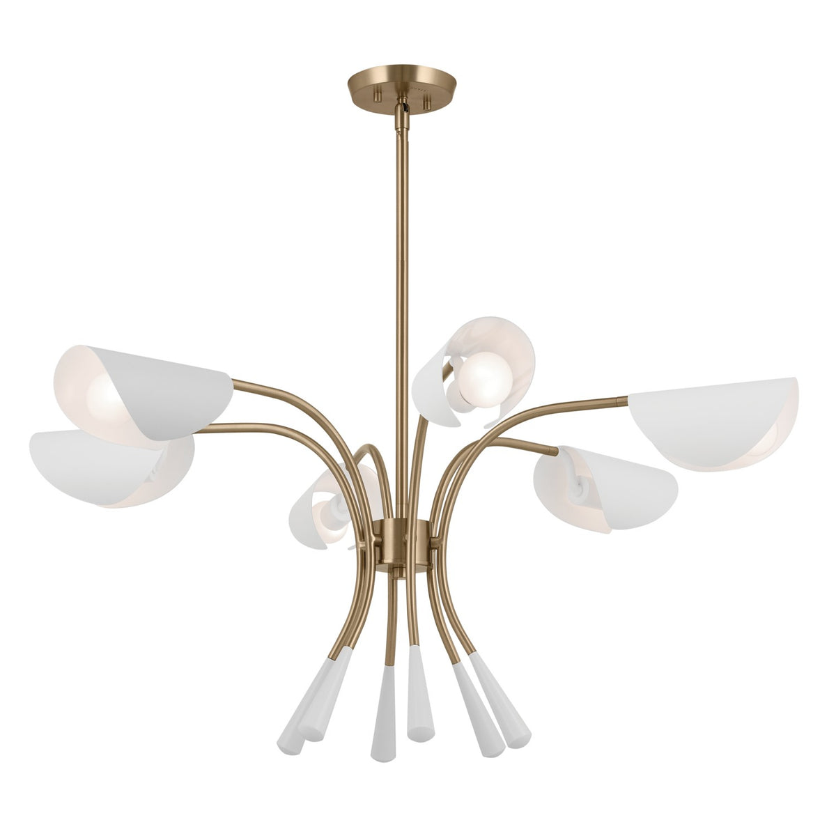KICHLER 52559CPZWH Arcus 39.25 Inch 6 Light Chandelier In Champagne Bronze With White