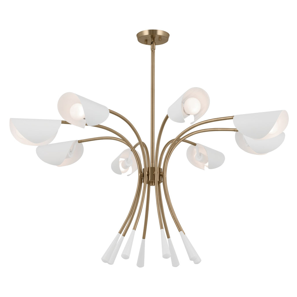 KICHLER 52560CPZWH Arcus 45.5 Inch 8 Light Chandelier In Champagne Bronze With White