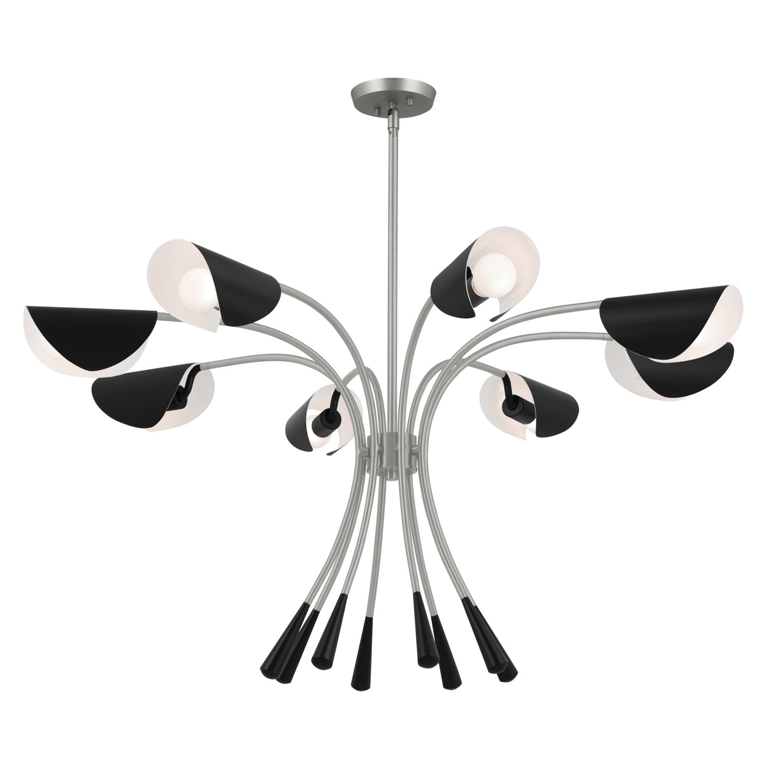 KICHLER 52560SN Arcus 45.4 Inch 8 Light Chandelier In Satin Nickel With Black