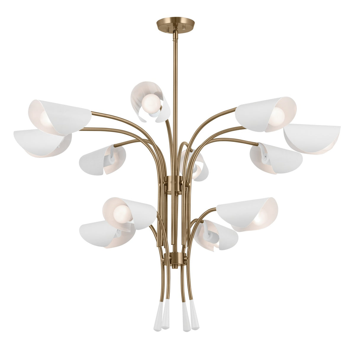 KICHLER 52561CPZWH Arcus 46.25 Inch 12 Light Chandelier In Champagne Bronze With White