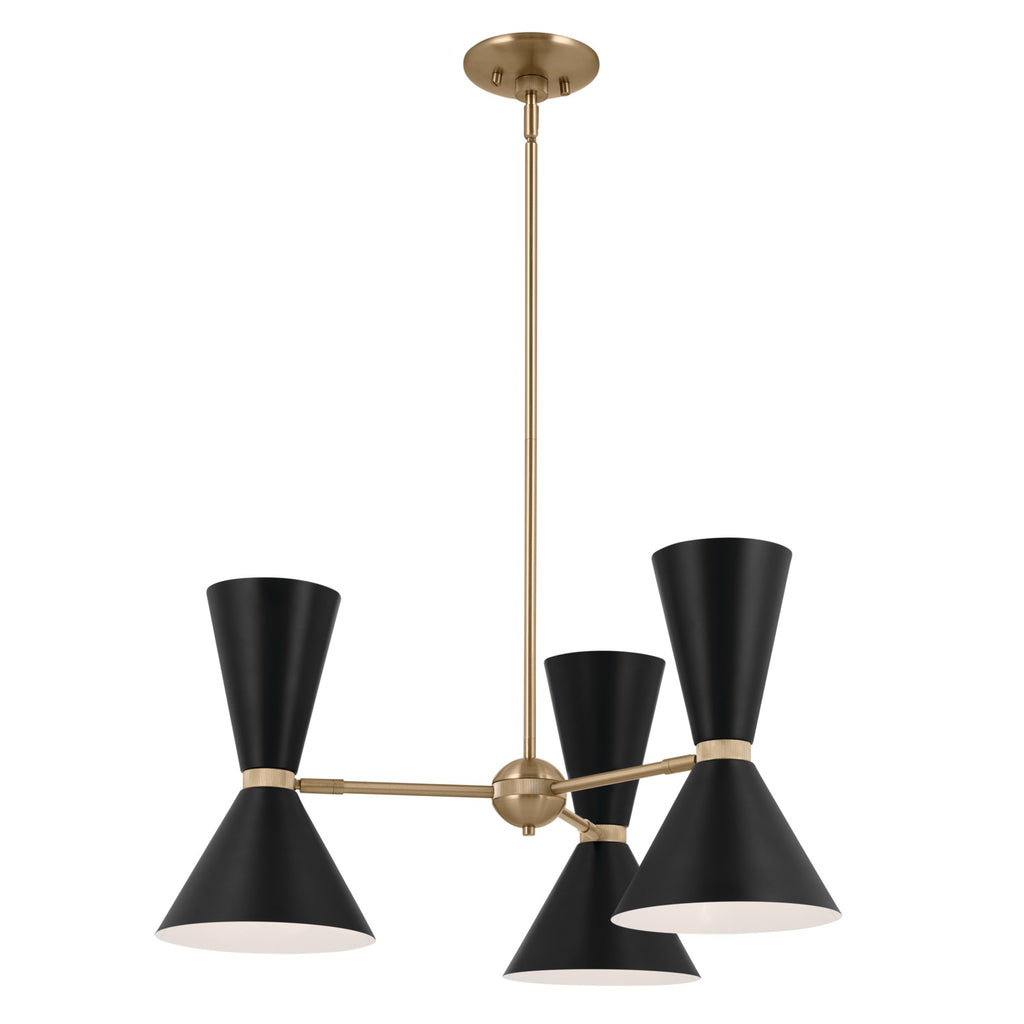KICHLER 52565CPZBK Phix 30.75 Inch 6 Light Chandelier In Champagne Bronze With Black