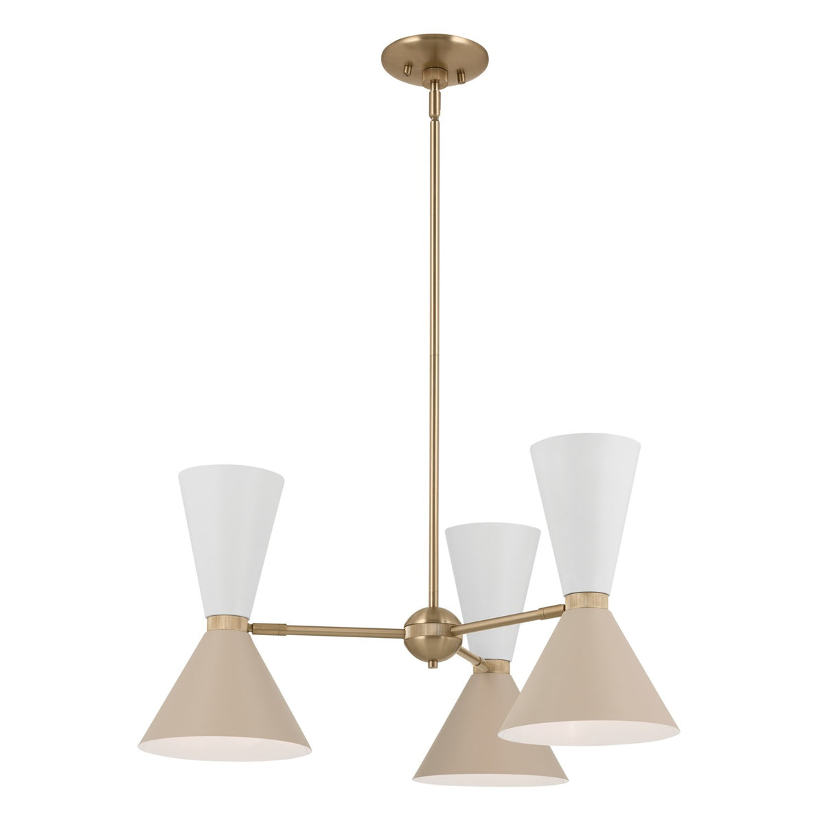 KICHLER 52565CPZGRG Phix 30.75 Inch 6 Light Chandelier In Champagne Bronze With Greige And White