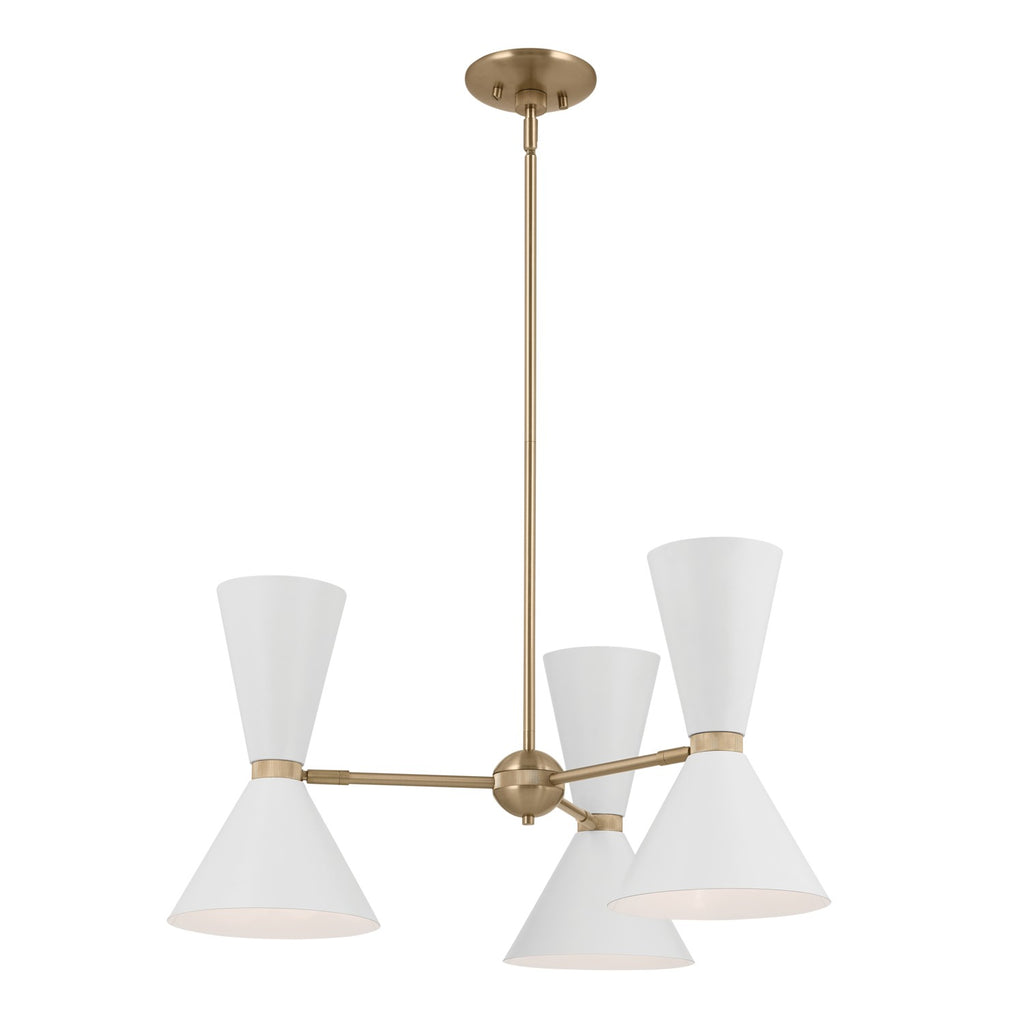 KICHLER 52565CPZWH Phix 30.75 Inch 6 Light Chandelier In Champagne Bronze With White