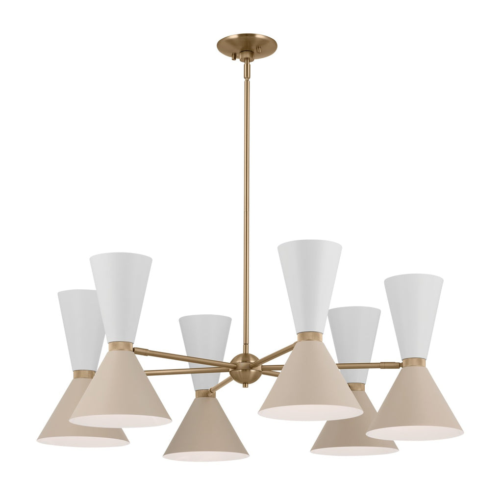 KICHLER 52566CPZGRG Phix 38.75 Inch 12 Light Chandelier In Champagne Bronze With Greige And White