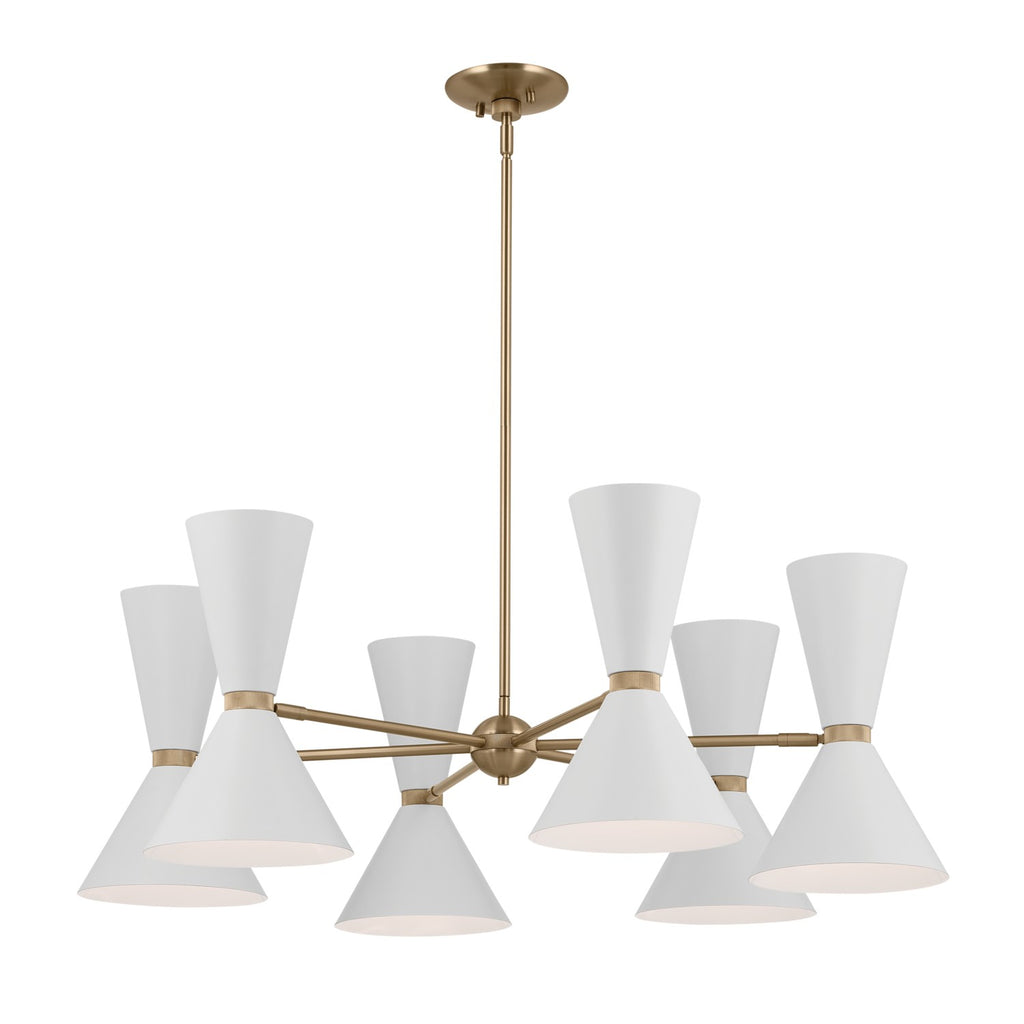 KICHLER 52566CPZWH Phix 38.75 Inch 12 Light Chandelier In Champagne Bronze With White