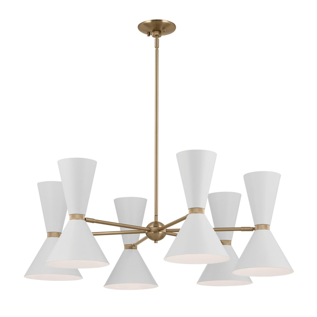 KICHLER 52566CPZWH Phix 38.75 Inch 12 Light Chandelier In Champagne Bronze With White