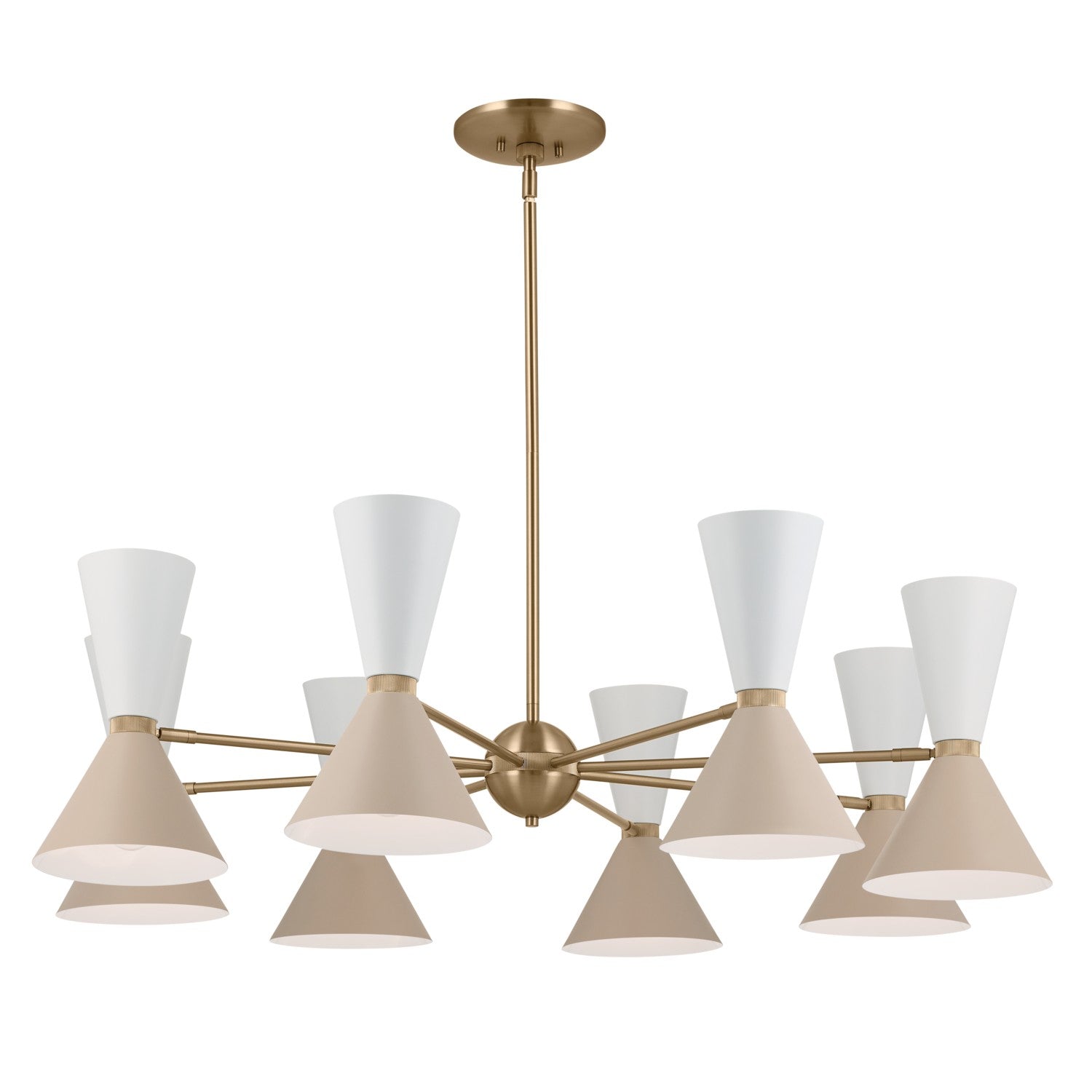 KICHLER 52567CPZGRG Phix 48.75 Inch 16 Light Chandelier In Champagne Bronze With Greige And White