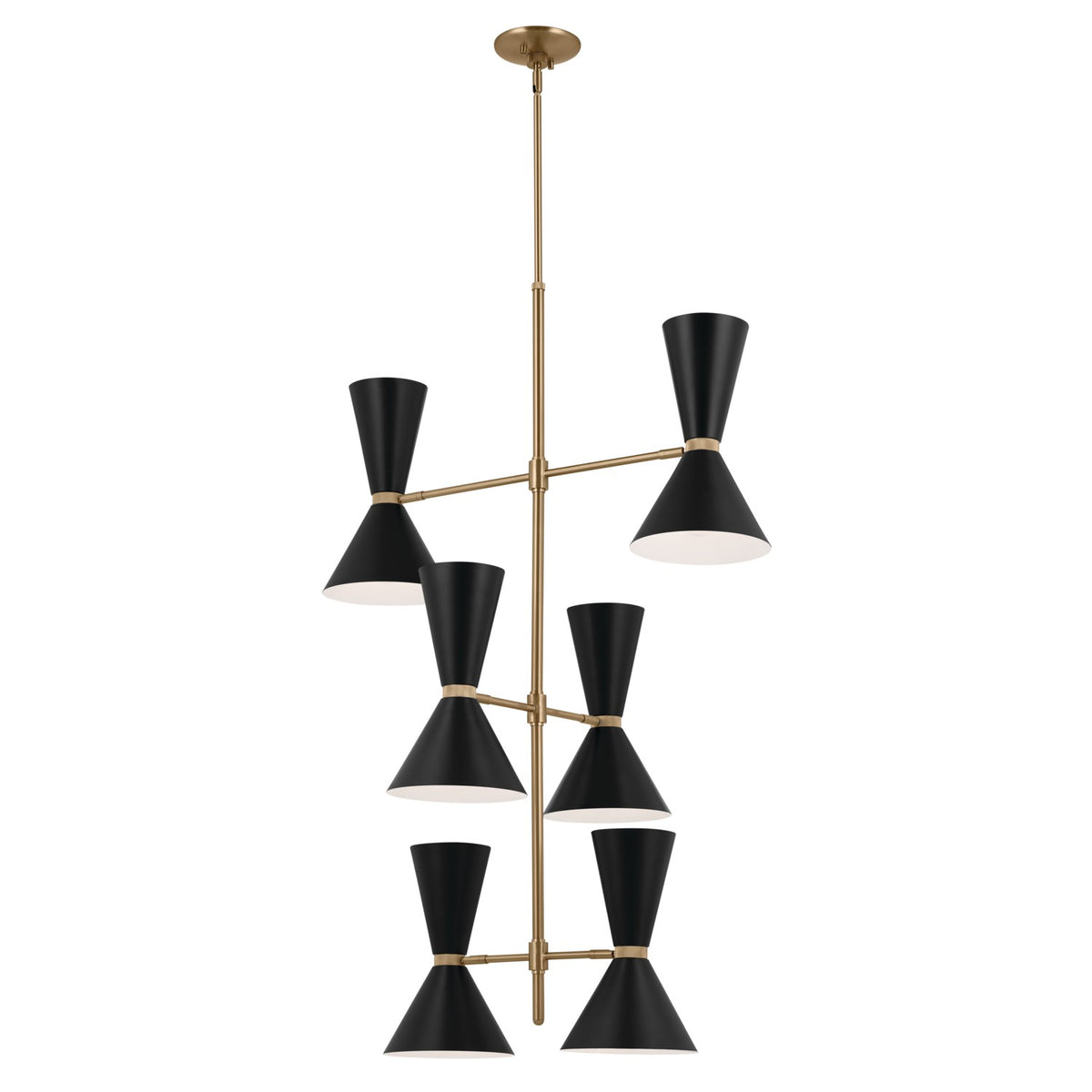 KICHLER 52568CPZBK Phix 50 Inch 12 Light Foyer Chandelier In Champagne Bronze With Black