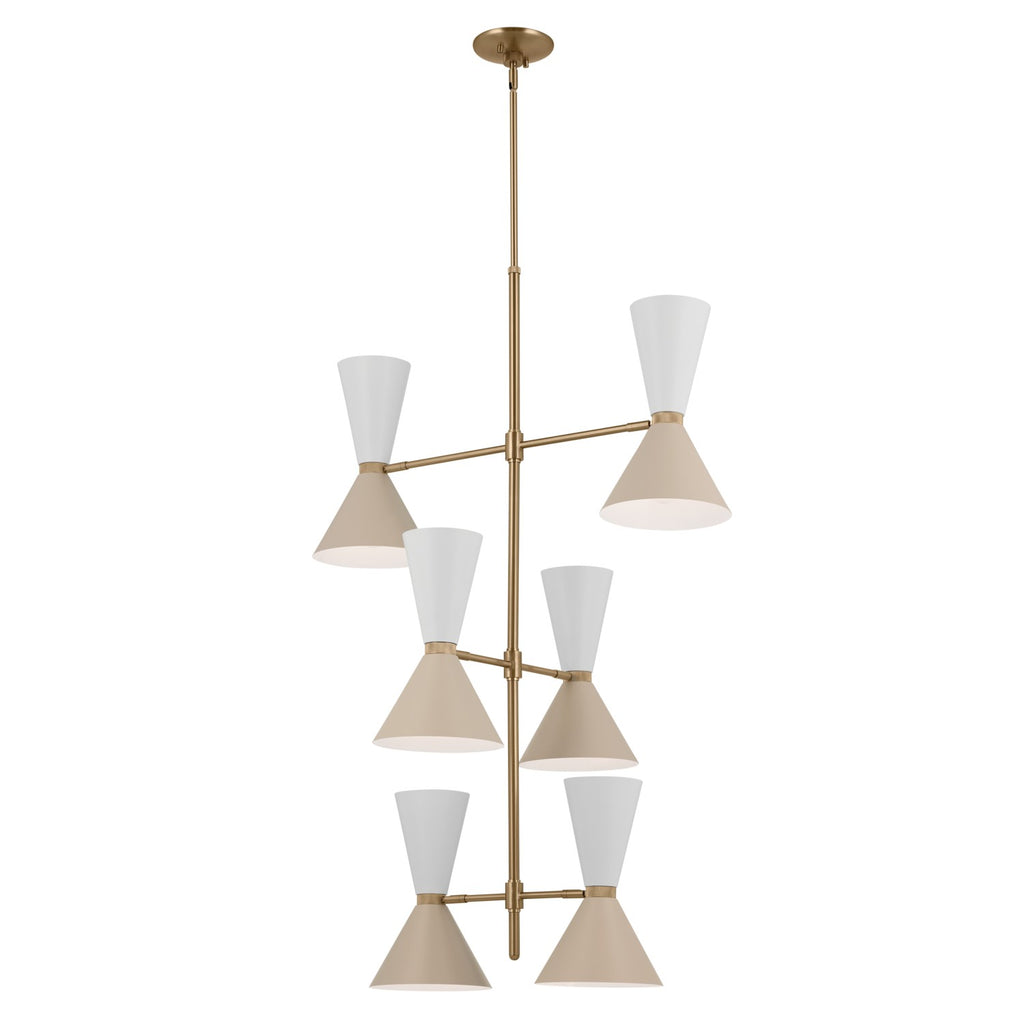 KICHLER 52568CPZGRG Phix 50 Inch 12 Light Foyer Chandelier In Champagne Bronze With Greige And White