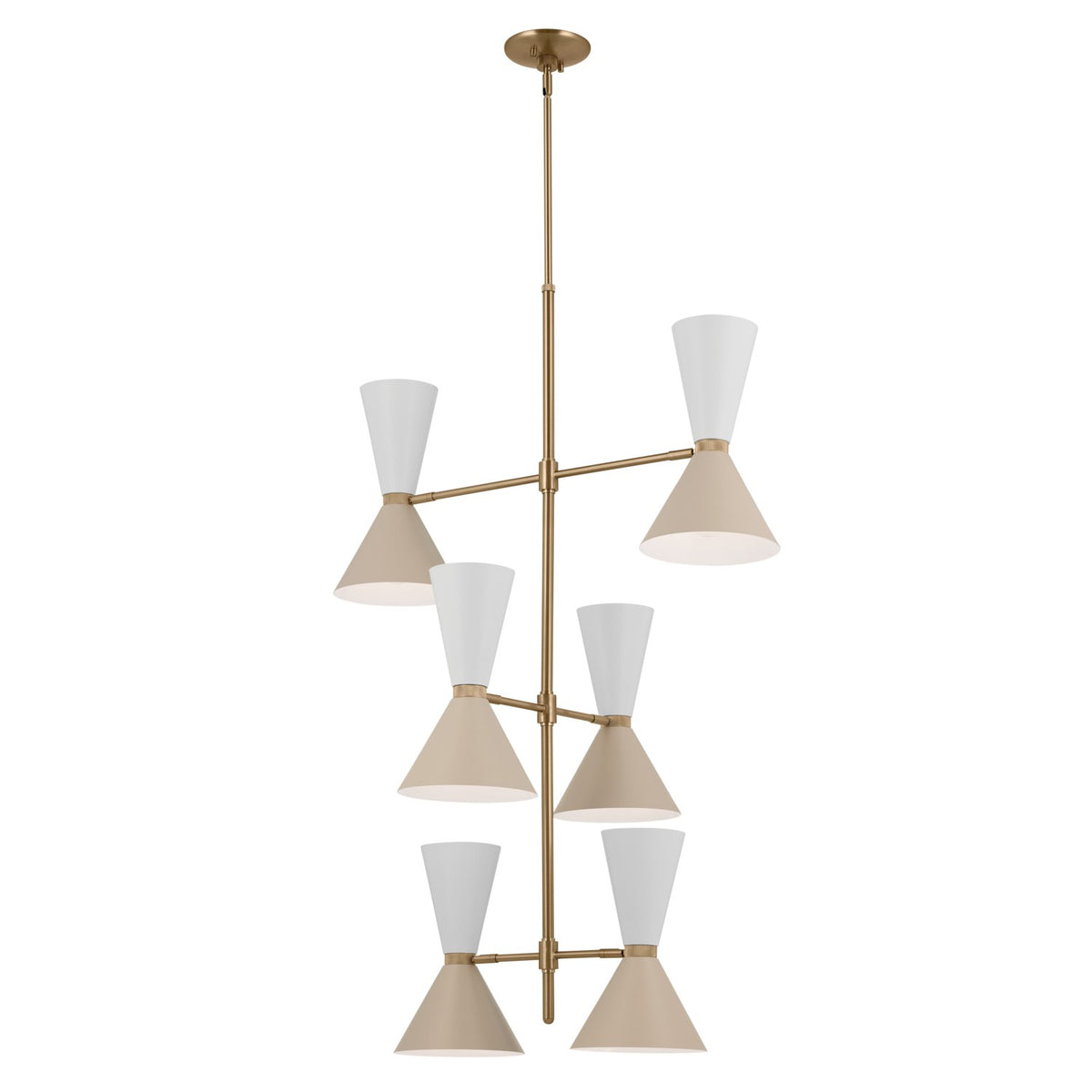 KICHLER 52568CPZGRG Phix 50 Inch 12 Light Foyer Chandelier In Champagne Bronze With Greige And White