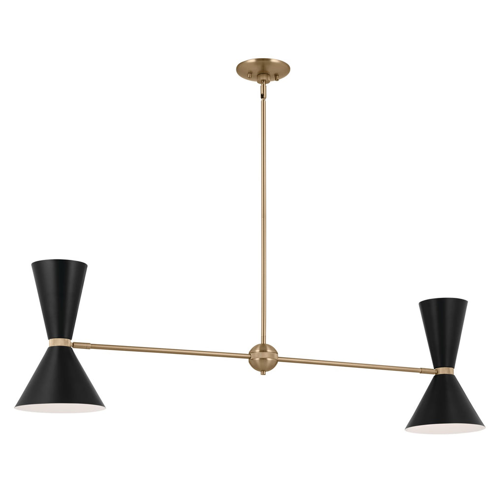 KICHLER 52569CPZBK Phix 48 Inch 4 Light Linear Chandelier In Champagne Bronze With Black