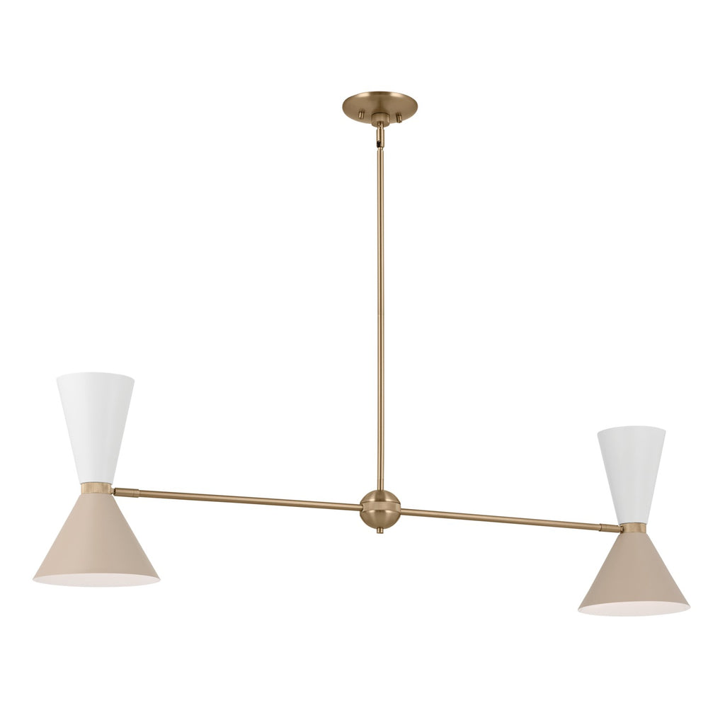 KICHLER 52569CPZGRG Phix 48 Inch 4 Light Linear Chandelier In Champagne Bronze With Greige And White