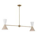 KICHLER 52569CPZGRG Phix 48 Inch 4 Light Linear Chandelier In Champagne Bronze With Greige And White