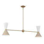 KICHLER 52569CPZGRG Phix 48 Inch 4 Light Linear Chandelier In Champagne Bronze With Greige And White