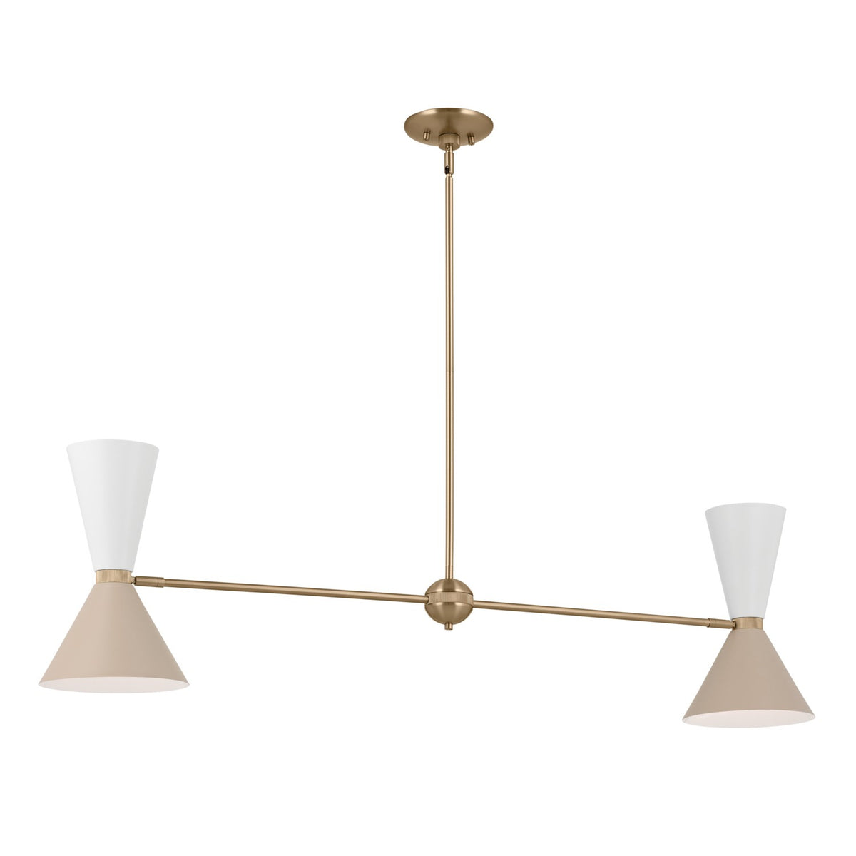 KICHLER 52569CPZGRG Phix 48 Inch 4 Light Linear Chandelier In Champagne Bronze With Greige And White