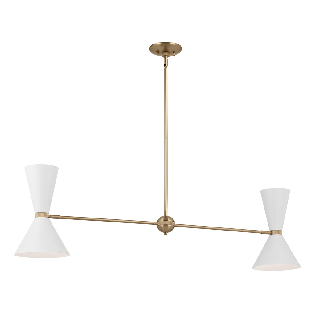 KICHLER 52569CPZWH Phix 48 Inch 4 Light Linear Chandelier In Champagne Bronze With White