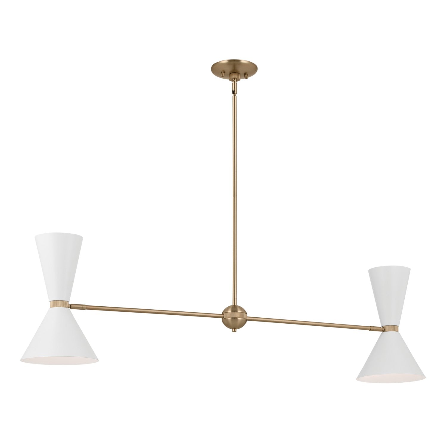 KICHLER 52569CPZWH Phix 48 Inch 4 Light Linear Chandelier In Champagne Bronze With White