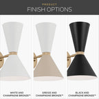 KICHLER 52570CPZWH Phix 13.5 Inch 2 Light Wall Sconce In Champagne Bronze With White
