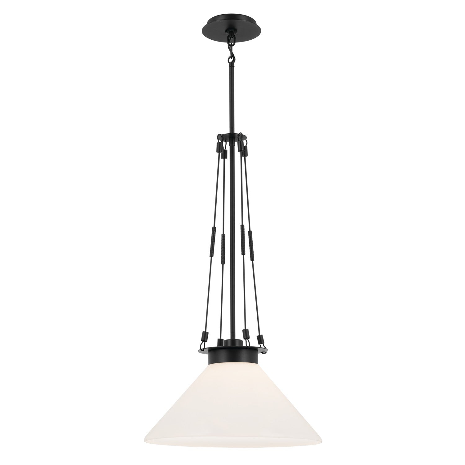KICHLER 52581BK Albers 18.25 Inch 1 Light Pendant With Opal Glass In Black