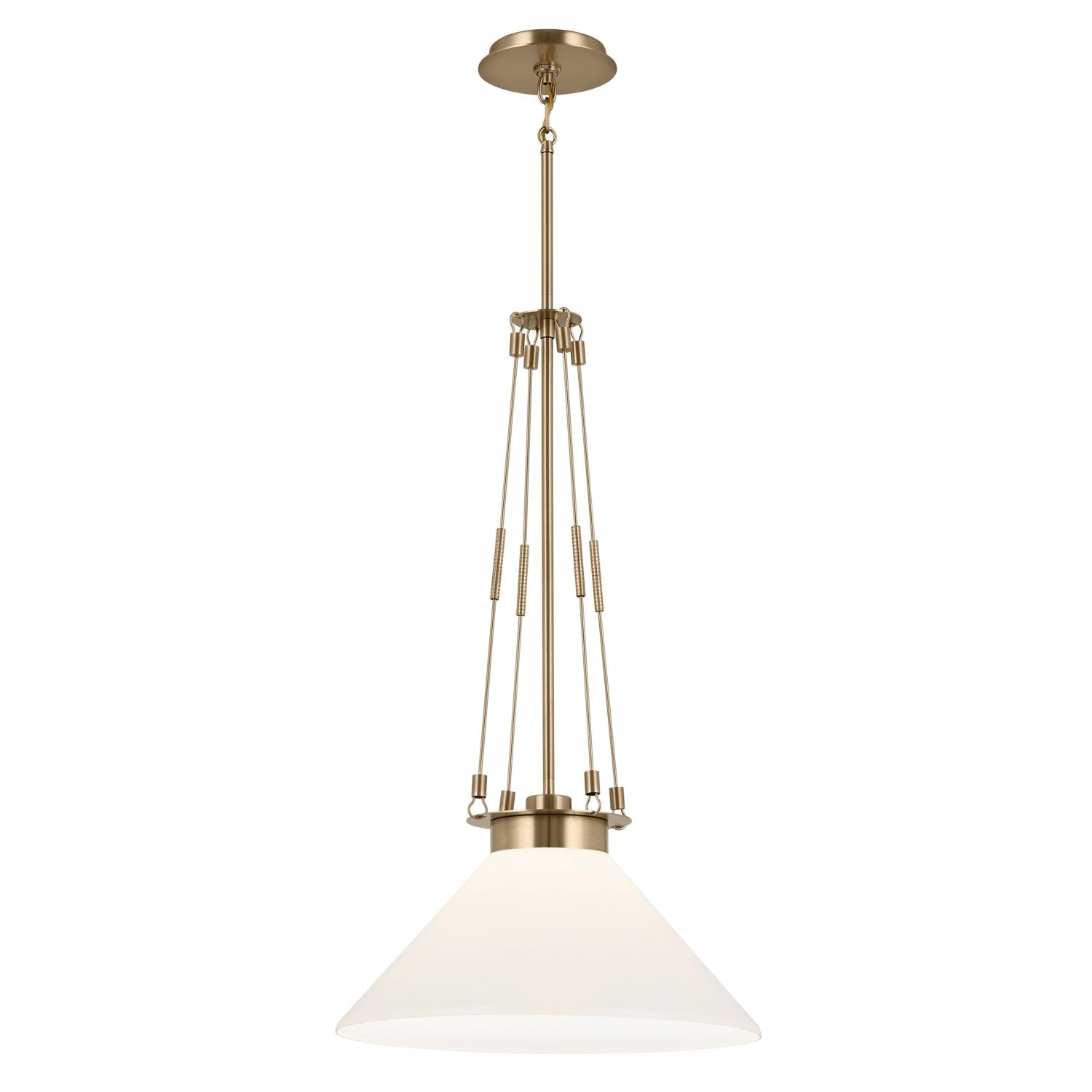 KICHLER 52581CPZ Albers 18.25 Inch 1 Light Pendant With Opal Glass In Champagne Bronze