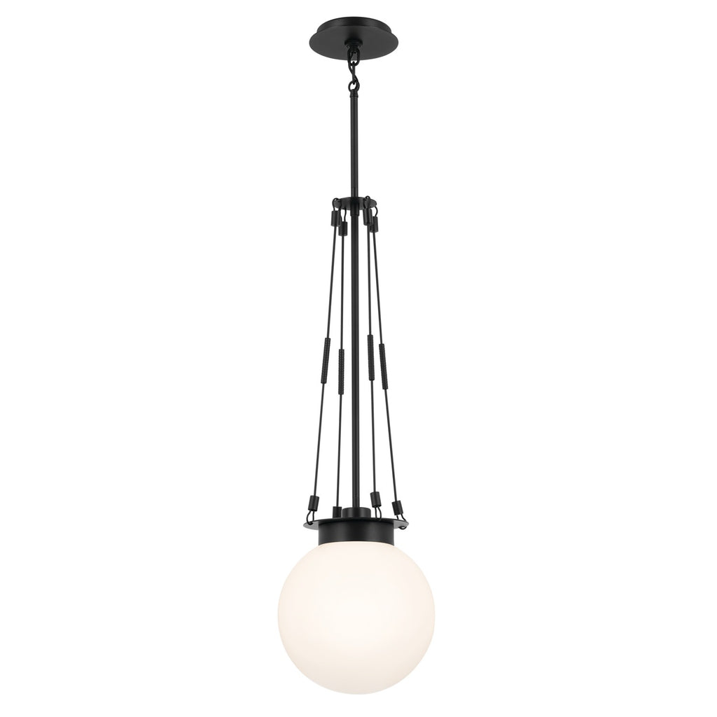 KICHLER 52582BK Albers 10.5 Inch 1 Light Pendant With Opal Glass In Black