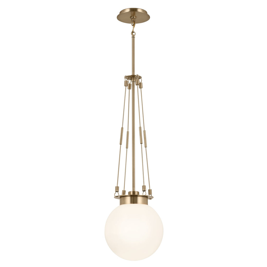 KICHLER 52582CPZ Albers 10.5 Inch 1 Light Pendant With Opal Glass In Champagne Bronze